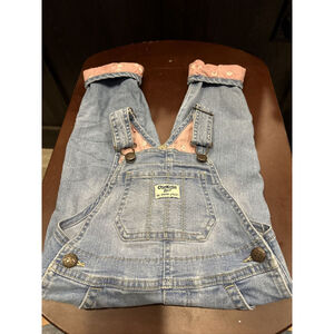 Vintage Oshkosh B'gosh Childs USA 3T Cotton Denim Floral Trim Toddler Overalls